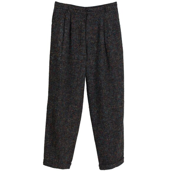 Pink-Fly (Finland) Bouclé Tweed Structured Pleats Relaxed Taper Cropped